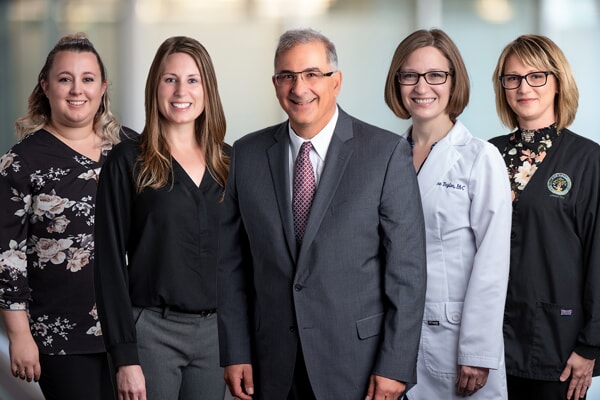 From left: Annie (Medical Assistant), Kelly (Medical Assistant), Dr. Craig
Torosian, Evangeline Taylor (Physician Assistant), and Jenni (Medical Secretary)